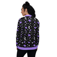 Milky Bat Night Black Unisex Bomber Jacket - Thumbnail 7