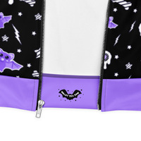 Milky Bat Night Black Unisex Bomber Jacket - Thumbnail 8