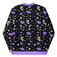 Milky Bat Night Black Unisex Bomber Jacket - Thumbnail 12