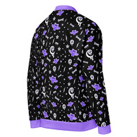 Milky Bat Night Black Unisex Bomber Jacket - Thumbnail 13