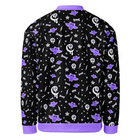 Milky Bat Night Black Unisex Bomber Jacket - Thumbnail 15