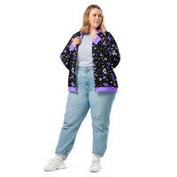 Milky Bat Night Black Unisex Bomber Jacket - Thumbnail 18