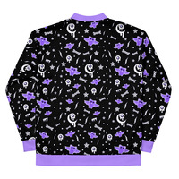 Milky Bat Night Black Unisex Bomber Jacket - Thumbnail 24