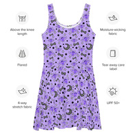 Magical Kawaii Spooky Bats Purple Skater Dress - Thumbnail 9
