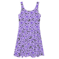 Magical Kawaii Spooky Bats Purple Skater Dress - Thumbnail 11