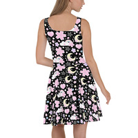 Cherry Blossom Dreams Black Skater Dress - Thumbnail 5