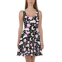 Cherry Blossom Dreams Black Skater Dress - Thumbnail 10