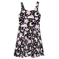 Cherry Blossom Dreams Black Skater Dress - Thumbnail 11