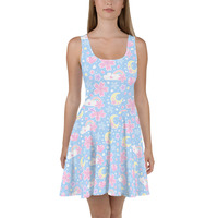 Cherry Blossom Dreams Blue Skater Dress - Thumbnail 10