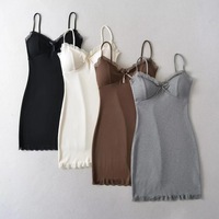 Sexy suspender dress for women with padded lace patchwork dress - Thumbnail 8