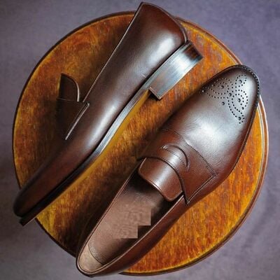 Awesome Handmade Brown Brogue Toe Loafers Moccasin Shoes