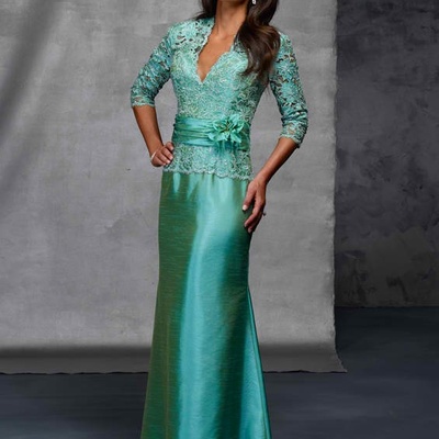 Blue sheath mother of the bride/groom dresses lace formal wedding party gown