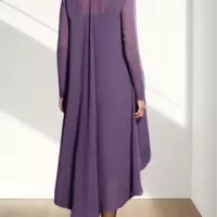 Mother of the Bride/Groom Dress Elegant Jewel Neck Knee Length Chiffon Long Sleeve Jacket Dresses with Lace - Thumbnail 3