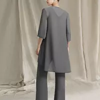 Jumpsuit / Pantsuit 3 Piece Mother of the Bride /Groom Dress Formal Wedding Guest Elegant Floor Length Lace with Beading Appliques  - Thumbnail 1