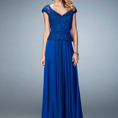 Royal blue mother of the bride/groom dress elegant simple lace evening formal party gown