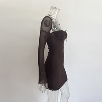 Solid color high waist square neck skirt wrapped chest waist dress - Thumbnail 6