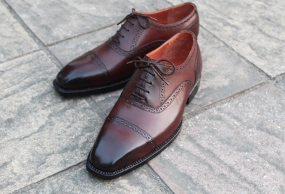 Crafted Leather Classic Men Brown Leather Oxford Lace up Dress Shoes