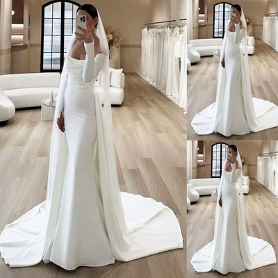 Elegant wedding dresses bridal gown with long sleeves
