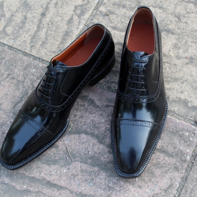 Crafted leather classic men black calf leather dress shoes