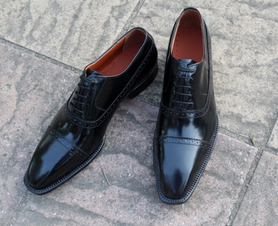 Crafted Leather Classic Men Black Calf Leather Dress Shoes