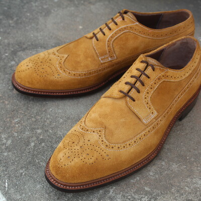 Crafted leather classic wingtip oxford suede leather dress shoes