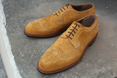 Crafted Leather Classic Wingtip Oxford Suede Leather Dress Shoes