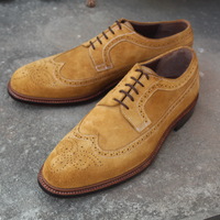 Crafted Leather Classic Wingtip Oxford Suede Leather Dress Shoes - Thumbnail 2