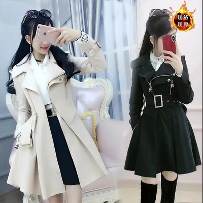 Elegant Beige and Black British Style Coat 