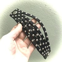 Snap-Connection Razors Edge Leather Bands Cuff (Studded or Non-Studded) - Thumbnail 2