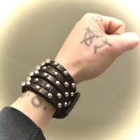 Snap-Connection Razors Edge Leather Bands Cuff (Studded or Non-Studded) - Thumbnail 3