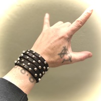 Snap-Connection Razors Edge Leather Bands Cuff (Studded or Non-Studded) - Thumbnail 6