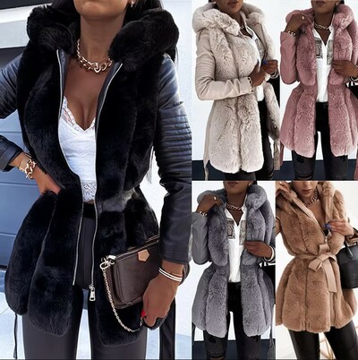 Women Autumn Winter Warm Faux Fur Coat 