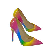 Colorblock high heels 12CM pointed toe stiletto soft leather - Thumbnail 3