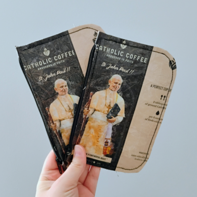 Upcycled coffee bag wallet- pope jpii