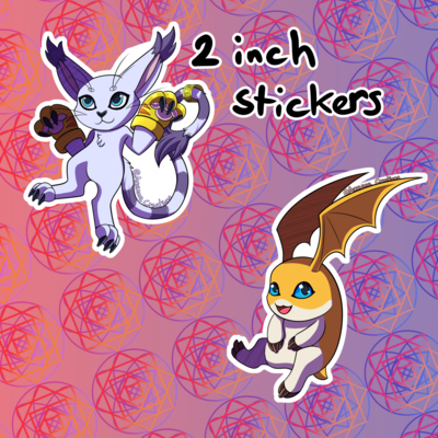 Gatomon + patamon sticker set