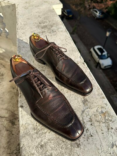 Handmade Men's Cow Leather Split Toe Style Lace Up Shoes