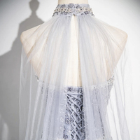 Gray Tulle Sequins Floor Length Prom Party Dress - Thumbnail 3