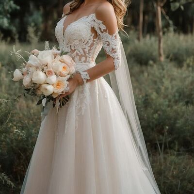 Ball gown tulle lace appliques wedding dresses bridal gown - Thumbnail 1