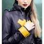 Channel your inner superhero with our women's Batgirl purple yellow leather motorcycle jacket. Crafted from genuine leather, this edgy biker jacket-2