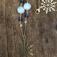 Golden Snowflake Necklace Earring Set  - Thumbnail 2