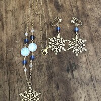 Golden Snowflake Necklace Earring Set  - Thumbnail 1