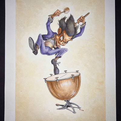 Stark raving percussion - original illustration