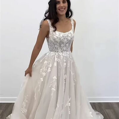 Simple ball gown tulle lace appliques wedding dresses bridal gowns wedding gowns