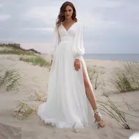 BOHO Vintage Wedding Dresses For Women Simple Bridal Gowns Long Puff Sleeves Sweetheart Robes Vestidos  - Thumbnail 4