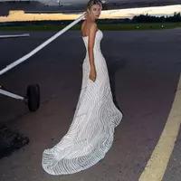 Modern Wedding Dresses Sexy Mermaid Bridal Gowns Strapless Sleeveless Floor Length Lace Robes Vestidos De Novia Customized - Thumbnail 3