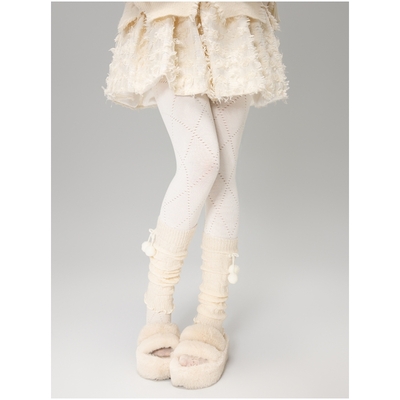 Fluffy pompon leg warmers