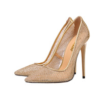 Hollow mesh summer 12cm stiletto heels ladies large size shoes 2 colors - Thumbnail 5