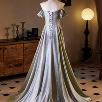 Shiny  Sliver Sequins A-line Long Formal Dress Party Dress - Thumbnail 4