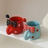 Y2K Style Bowknot Dots Mug With Spoon - Thumbnail 5