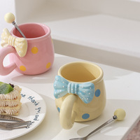 Y2K Style Bowknot Dots Mug With Spoon - Thumbnail 2